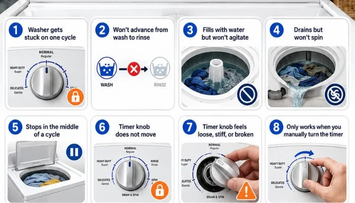 Washer timer repair and cycle diagnosis in Albany NY